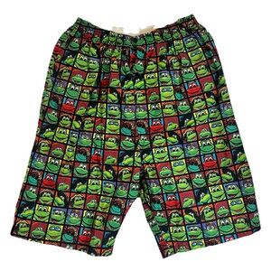 Senor Frogs Size XL Mens Green Frog Face Button Up Shorts Cotton Swim Casual Fun